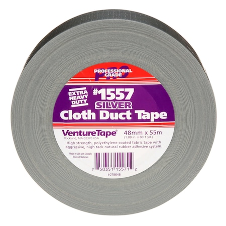 3M„¢ VentureTape Premium Cloth Duct Tape, 2 IN X 60 Yards, Silver, 1557